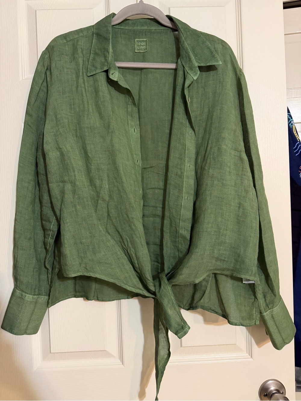 Zoe & Zac Olive Green Linen Tie-Front Blazer Jacket